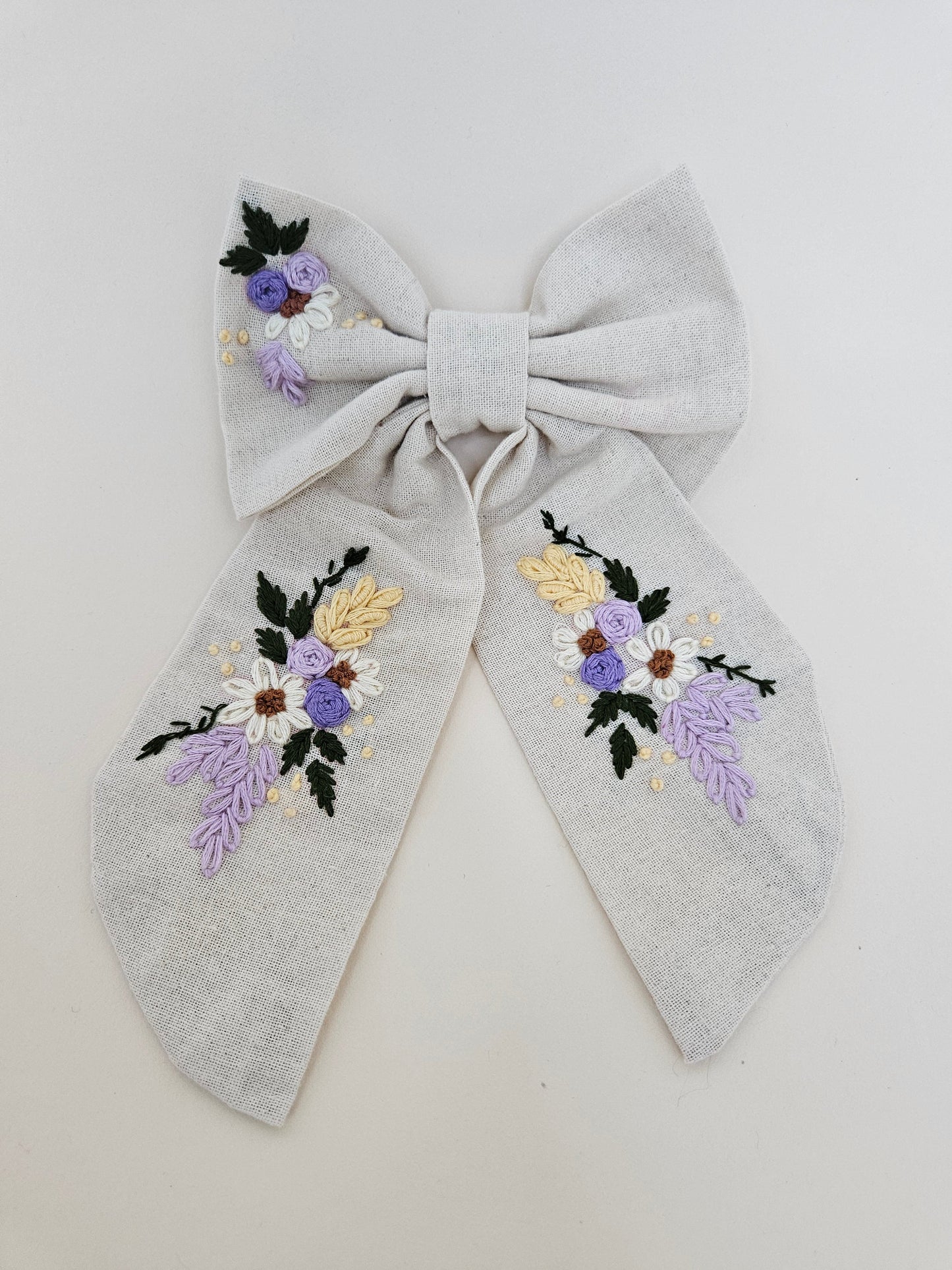 Hand-Embroidered Hair Bow