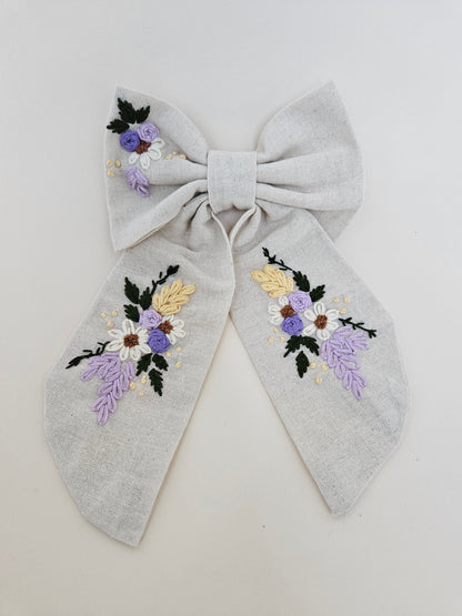 Hand-Embroidered Hair Bow