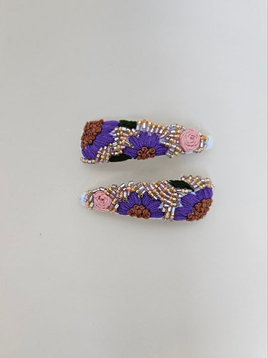 Hand-embroidery hair clips