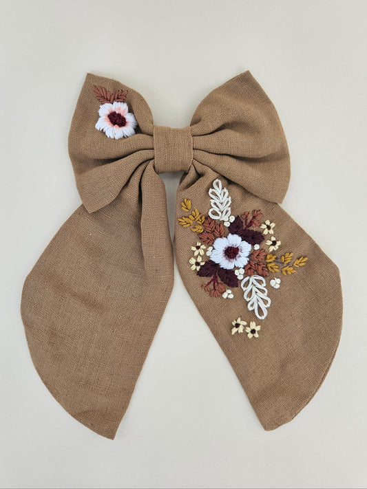 Hand-embroidered Hair Bow