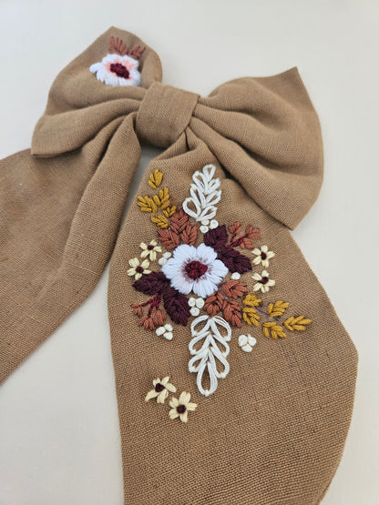 Hand-embroidered Hair Bow