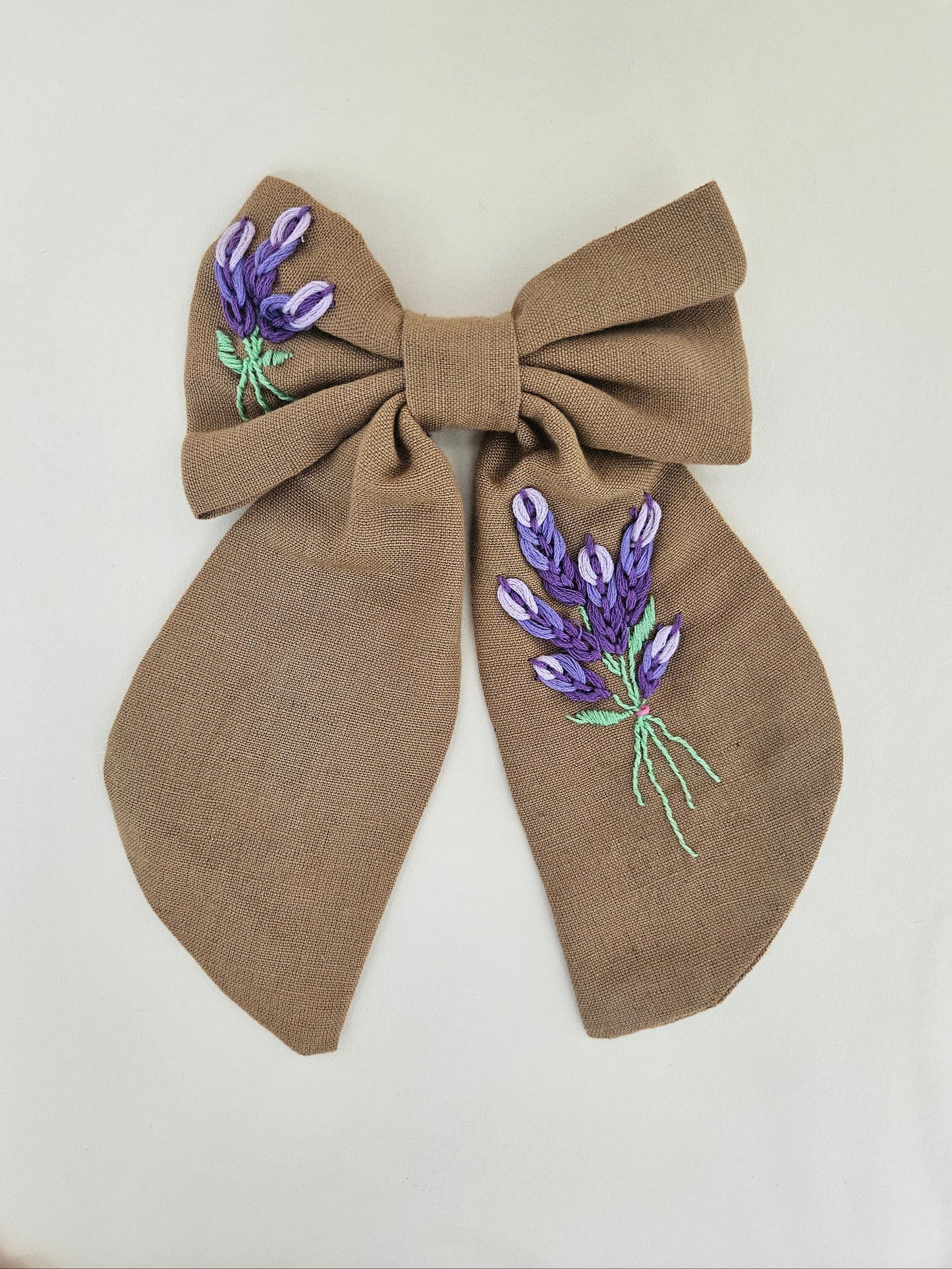 Hand-embroidered Hair Bow