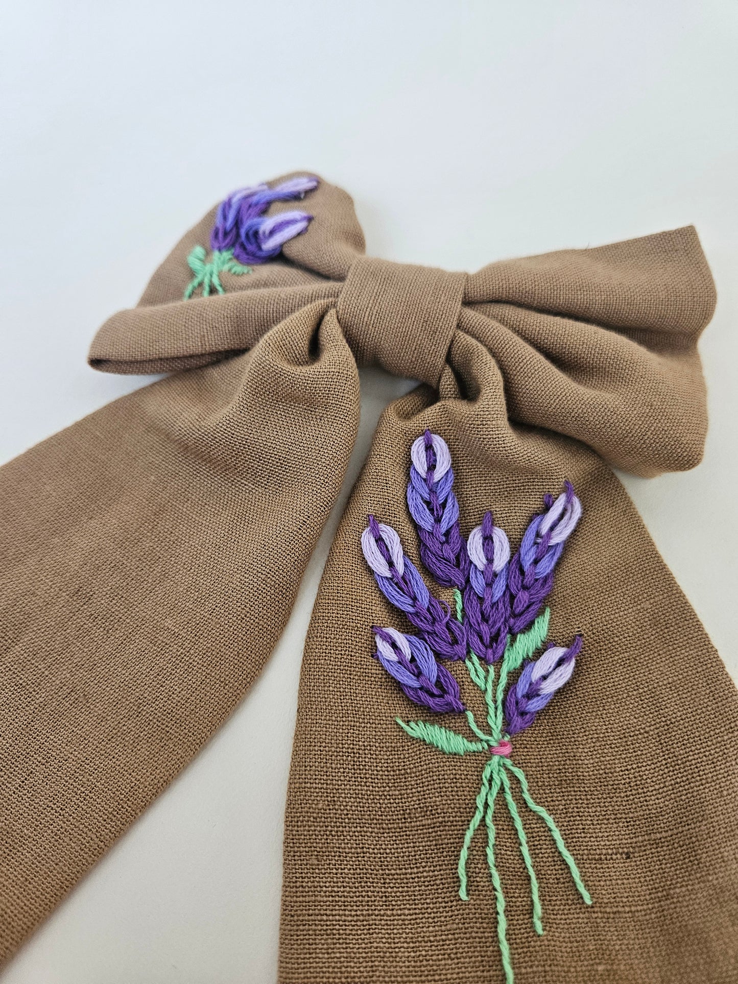 Hand-embroidered Hair Bow