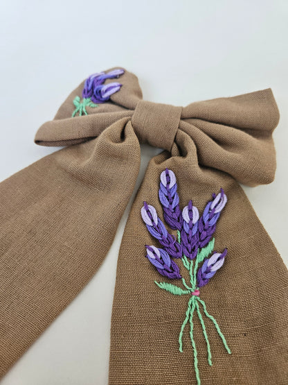 Hand-embroidered Hair Bow