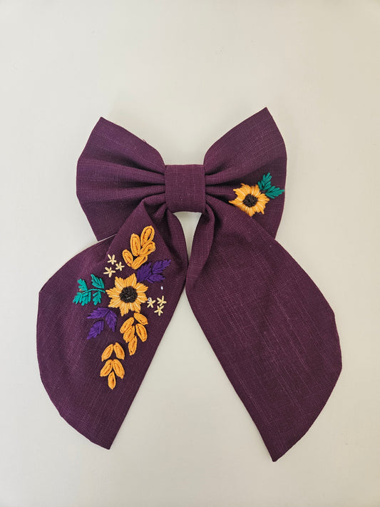 Hand-embroidered Hair Bow