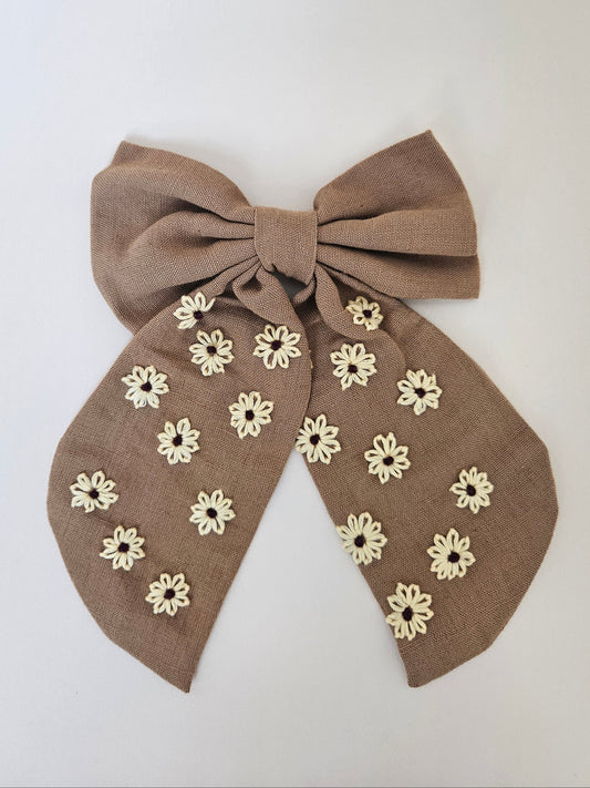 Hand-embroidered Hair Bow
