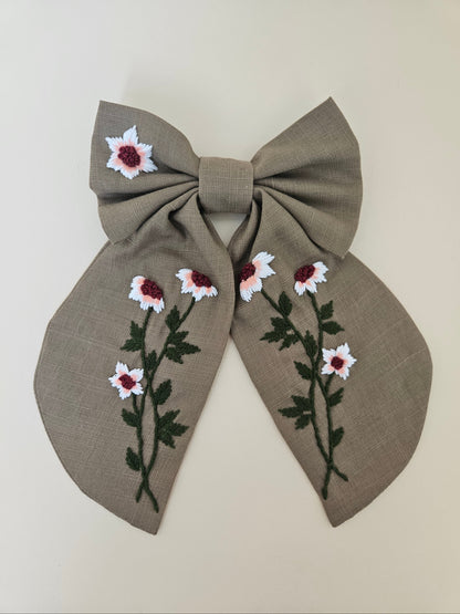 Hand-embroidered Hair Bow