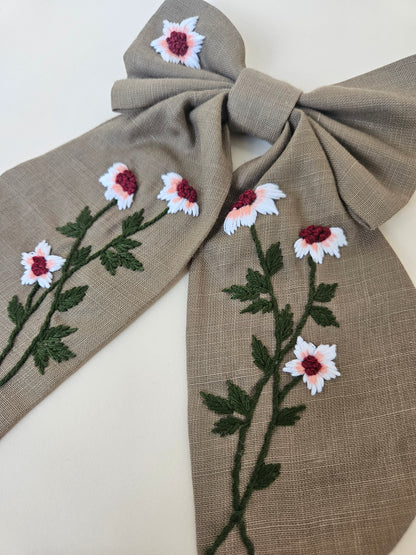 Hand-embroidered Hair Bow