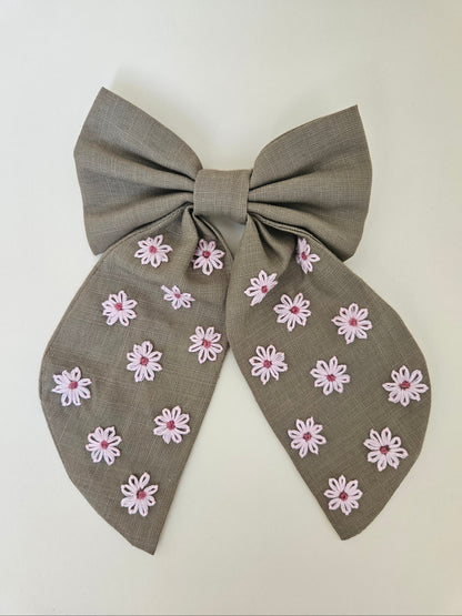 Hand-embroidered Hair Bow
