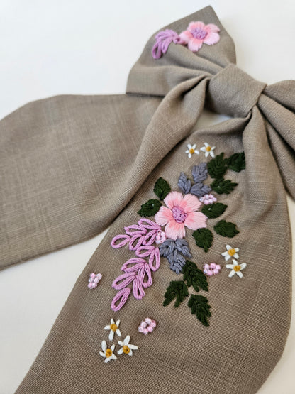 Hand-embroidered Hair Bow