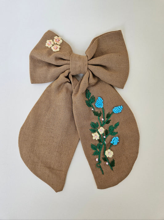 Hand-embroidered Hair Bow