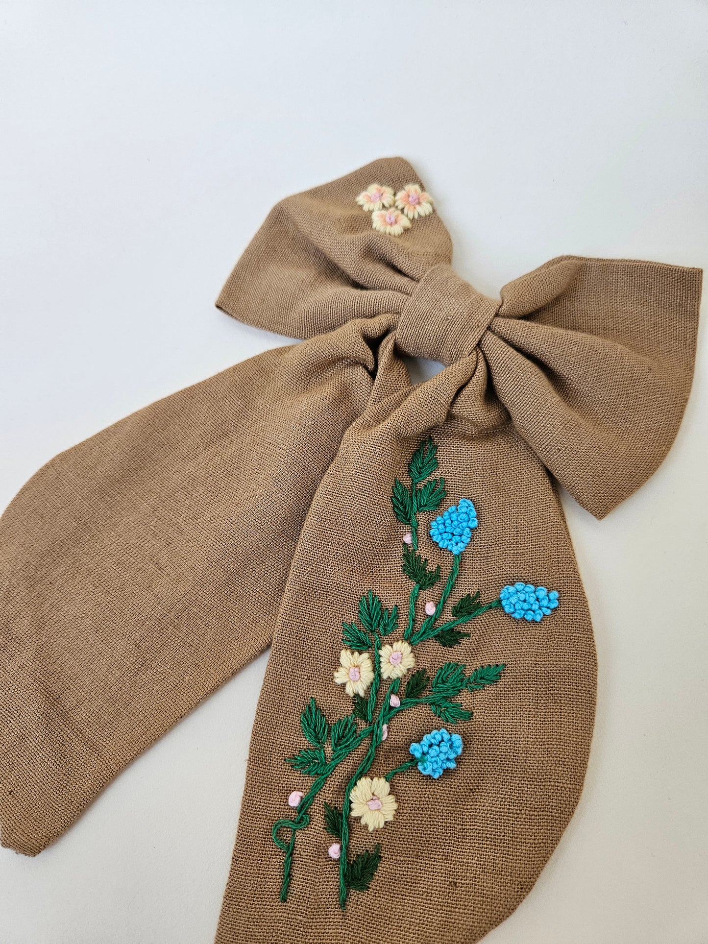 Hand-embroidered Hair Bow
