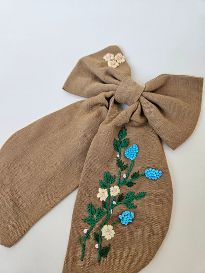 Hand-embroidered Hair Bow