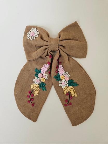 Hand-embroidered Hair Bow