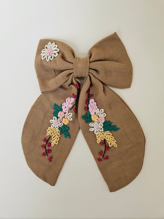 Hand-embroidered Hair Bow