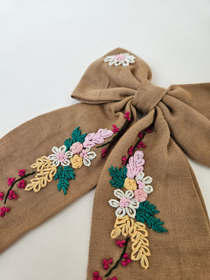 Hand-embroidered Hair Bow