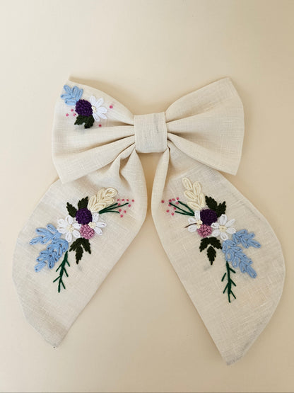 Hand-embroidered Hair Bow