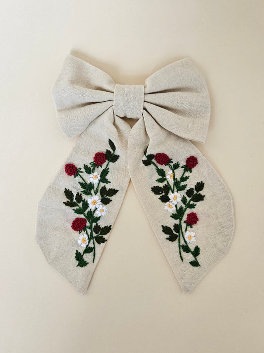 Hand-embroidered Hair Bow