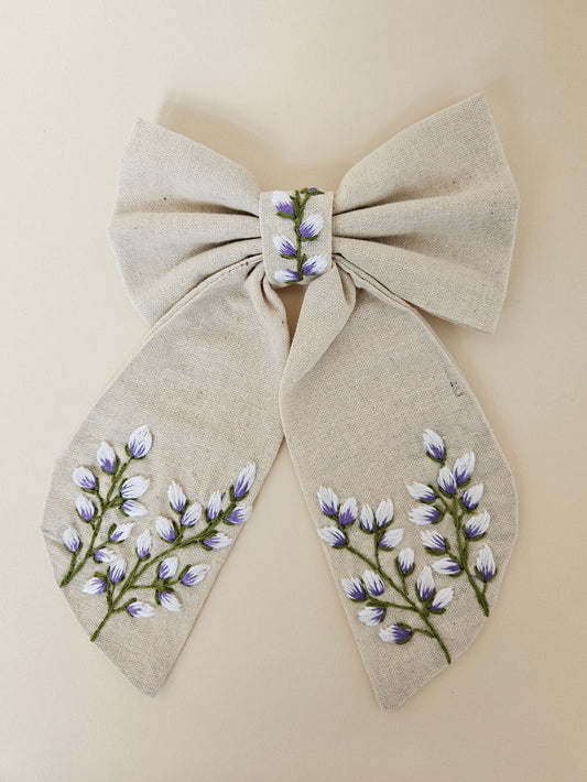 Hand-embroidered Hair Bow