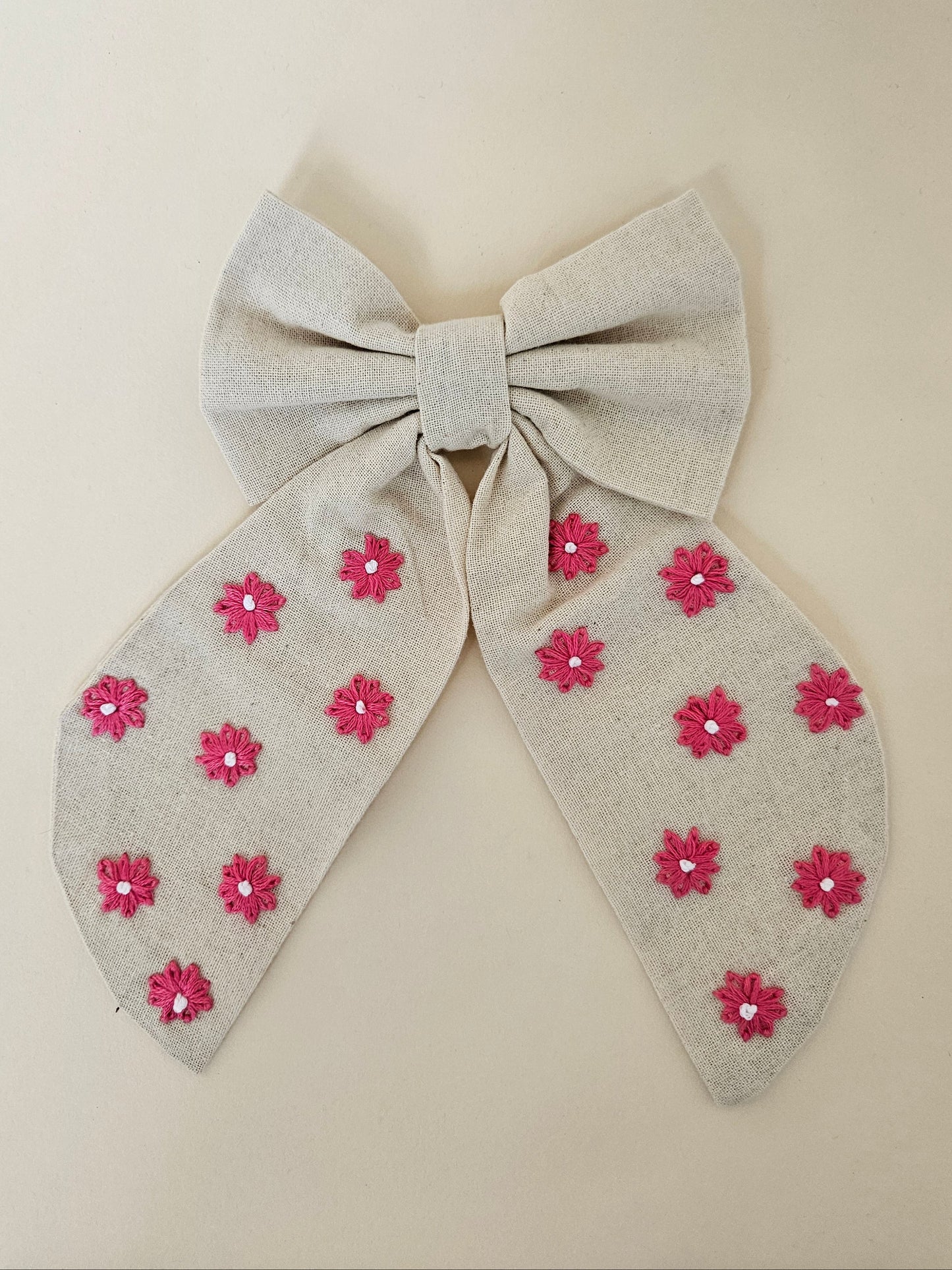 Hand-embroidered Hair Bow