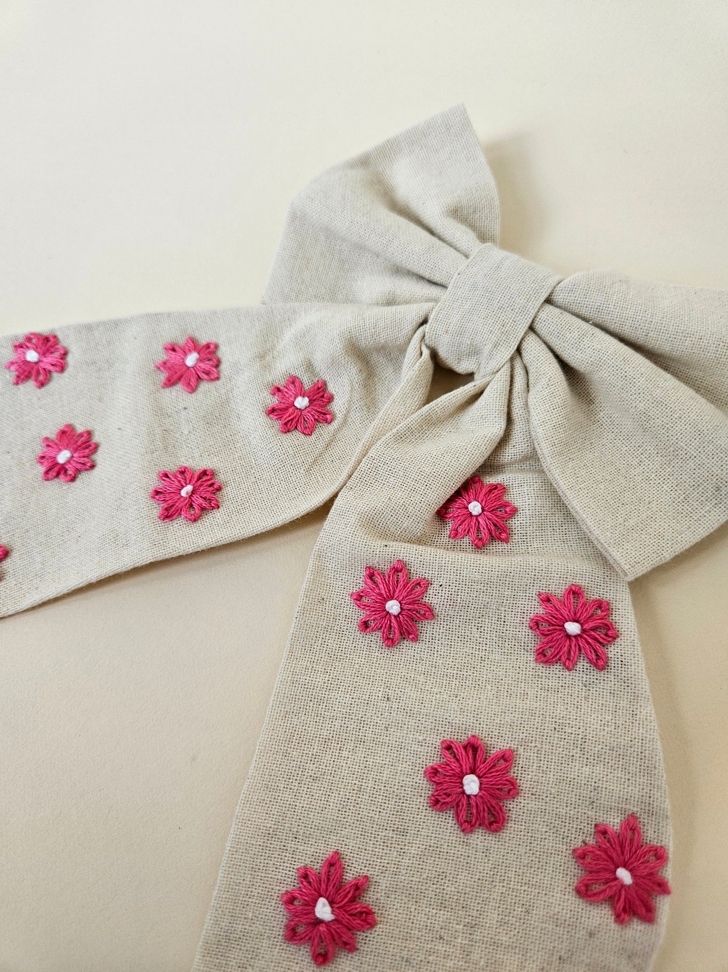 Hand-embroidered Hair Bow