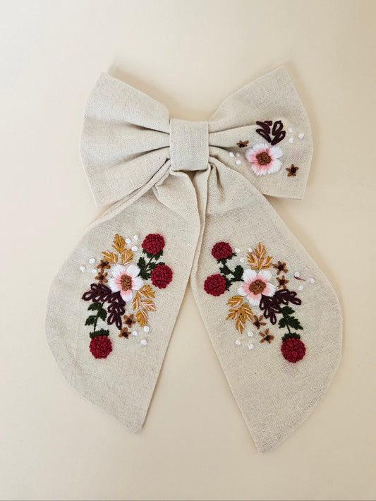 Hand-embroidered Hair Bow