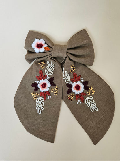 Hand-embroidered Hair Bow