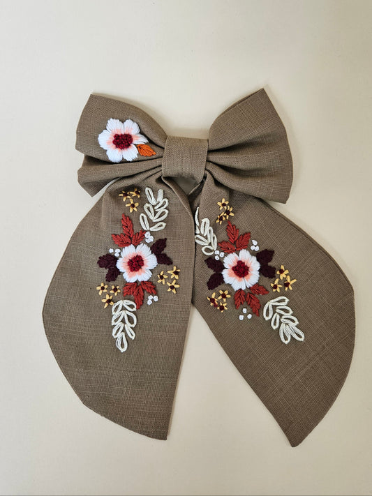 Hand-embroidered Hair Bow
