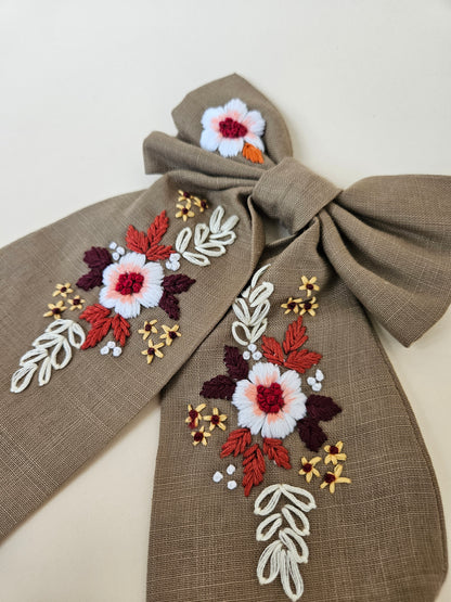 Hand-embroidered Hair Bow